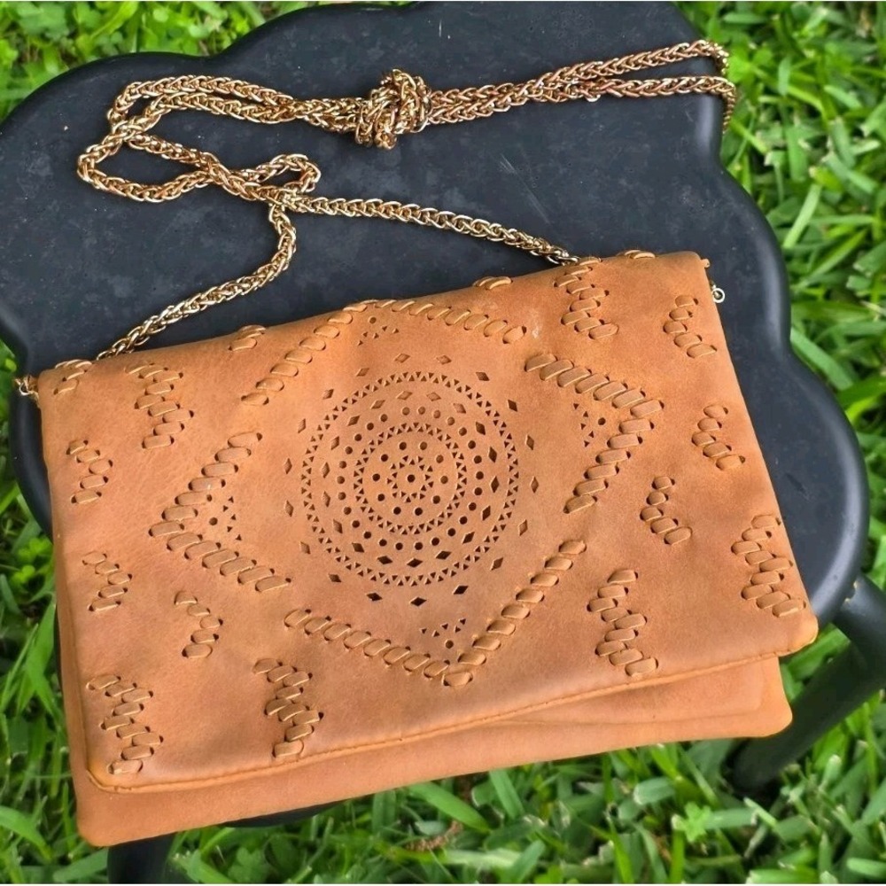 Free people women's leather chain strap crossbody snap closure